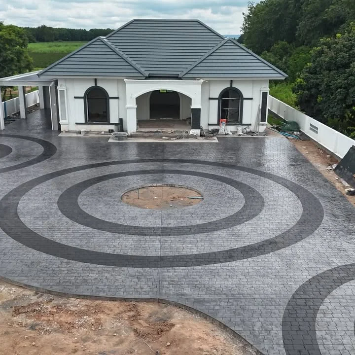 พื้นคอนกรีตพิมพ์ลาย London Cobble อำเภอกระนวน จังหวัดขอนแก่น — ผลงานพิมพ์ลาย